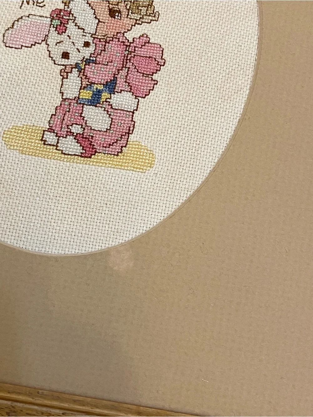 Vintage Precious Moments cross stitch framed picture 8x10 Jesus Loves Me